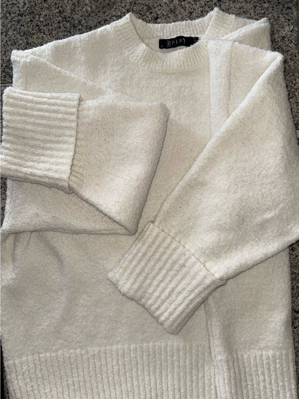 EFAN Cream Oversized Crewneck Knit Slouchy, Cozy Pullover Sweater